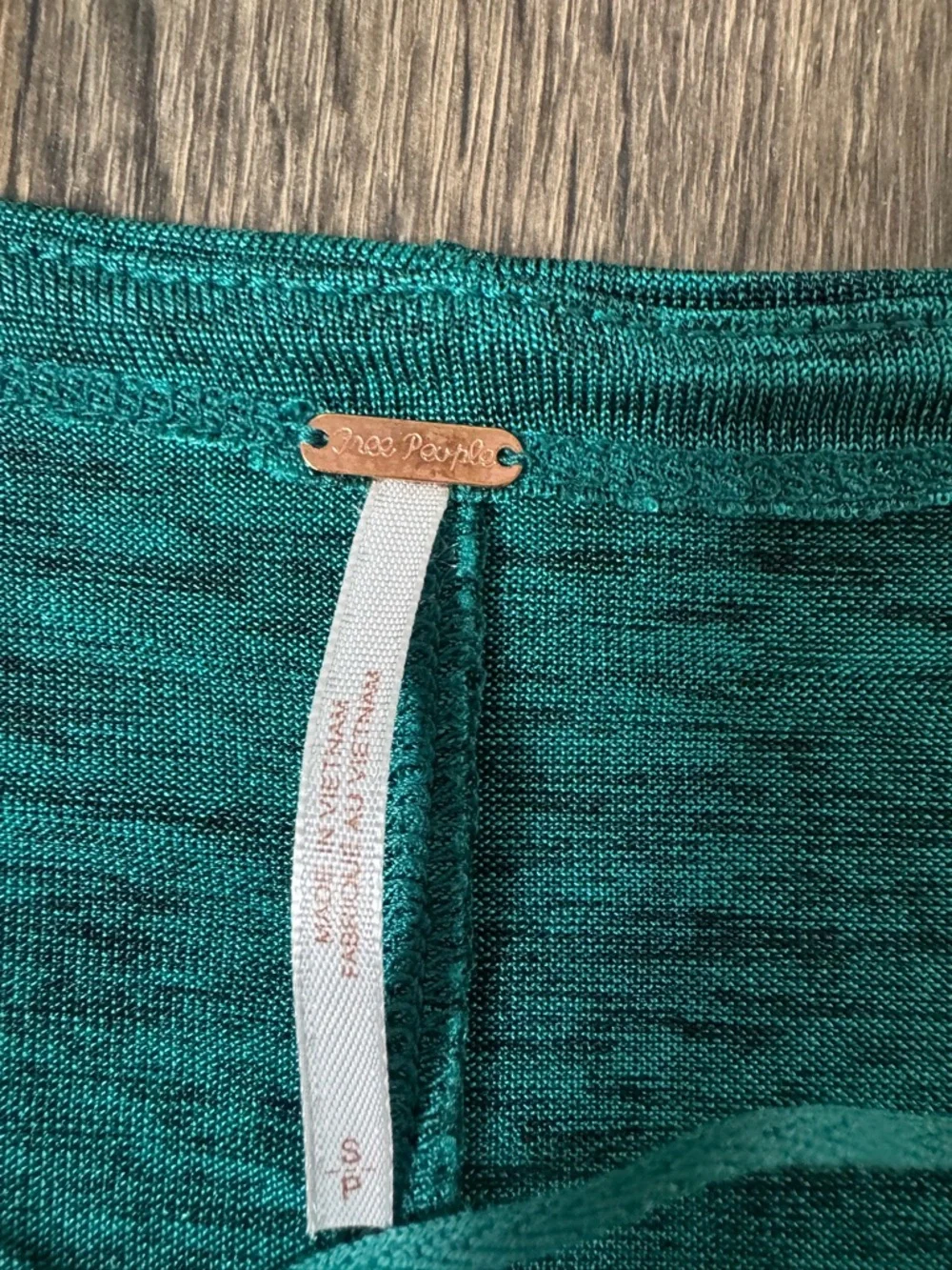Free People Killer Queen Teal Knit V-Neck Puff Long Sleeve Stretch Blouse S